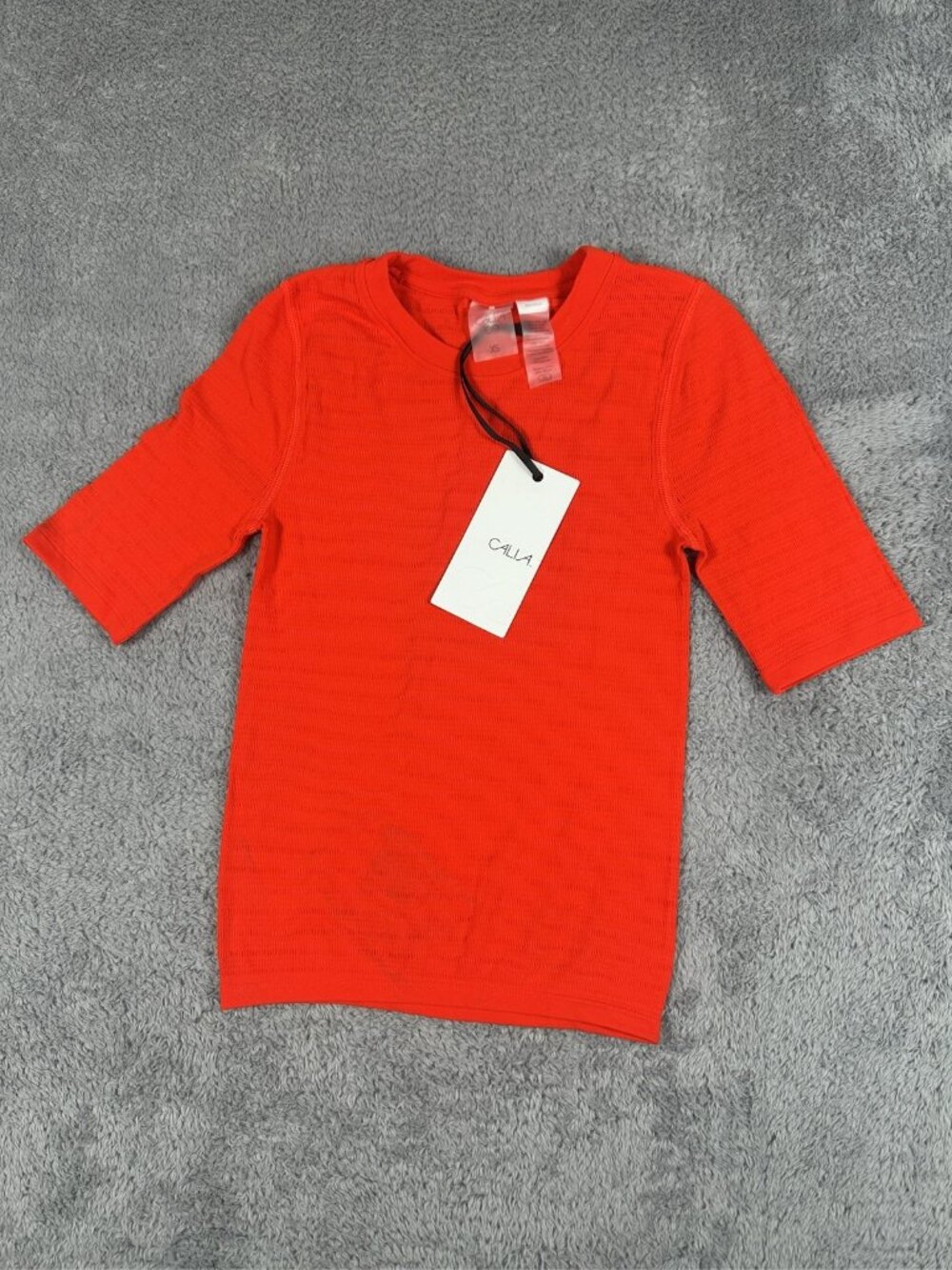 CALIA Women's Ribbed Short Sleeve Crew Neck Athletic Shirt Red Size XS